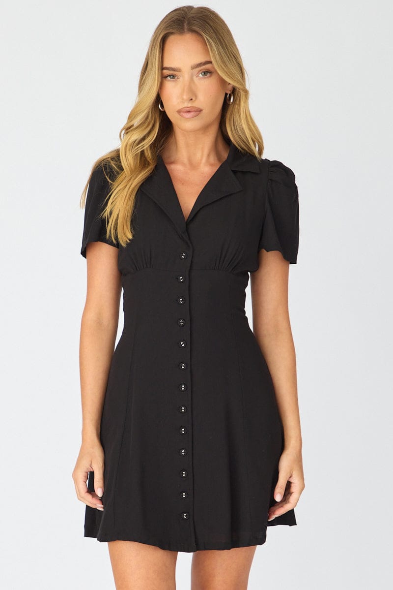 Black Shirts Dress Mini for Ally Fashion