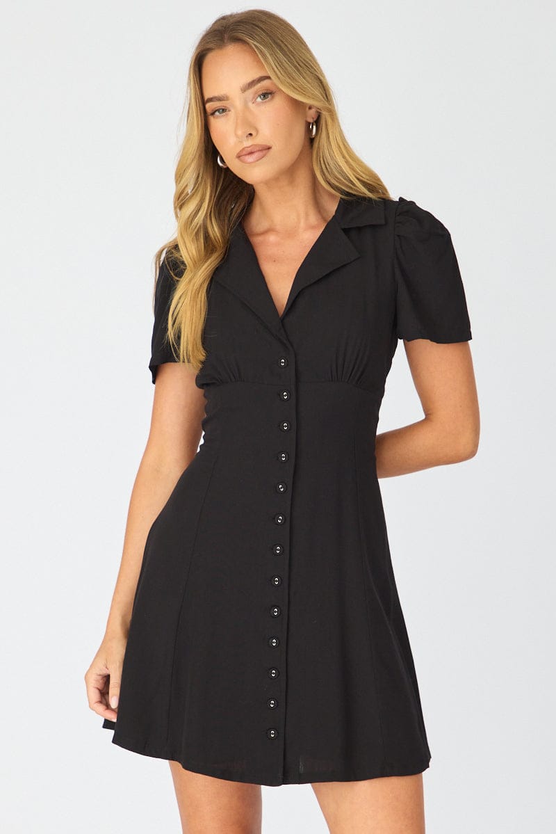 Black Shirts Dress Mini for Ally Fashion