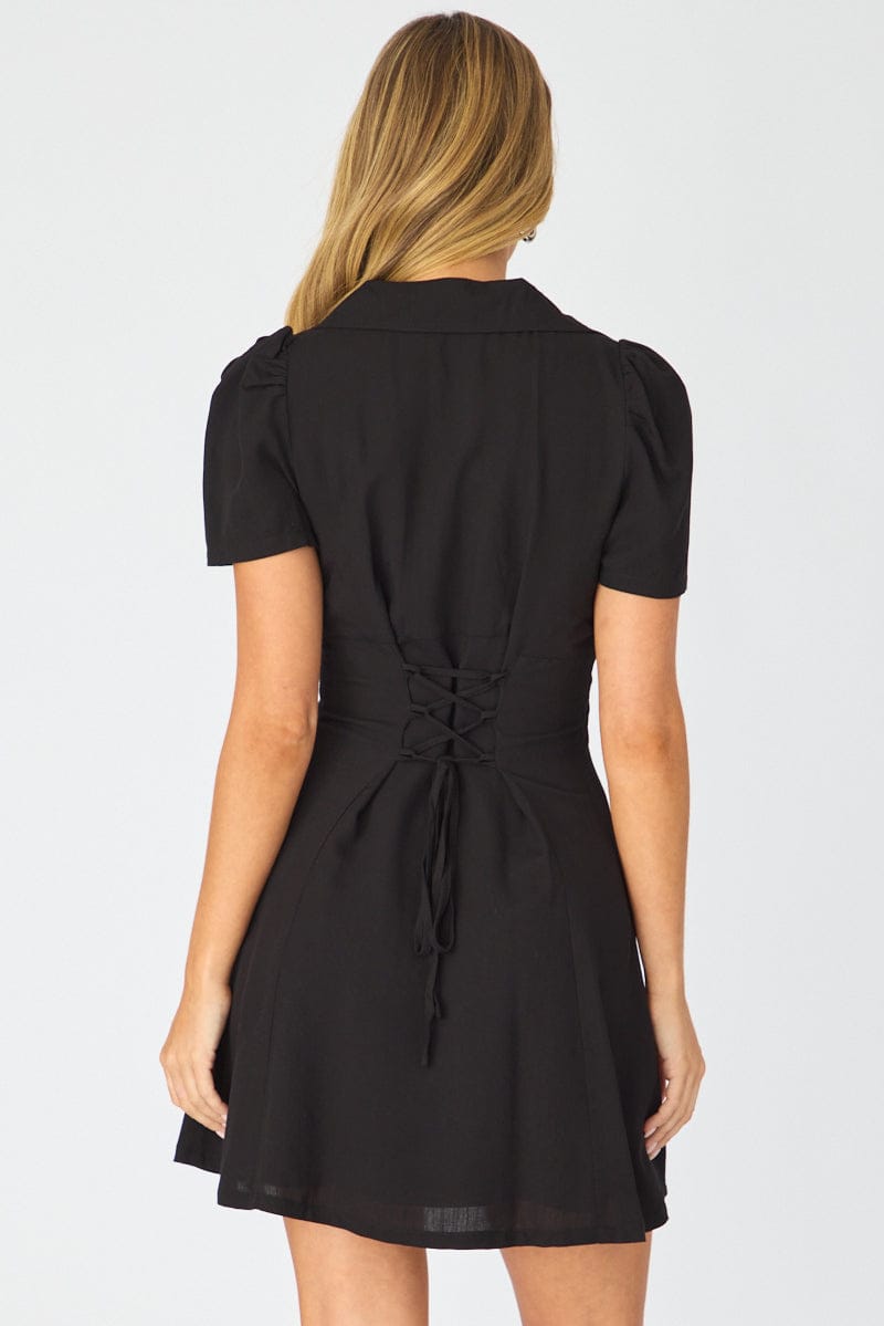 Black Shirts Dress Mini for Ally Fashion