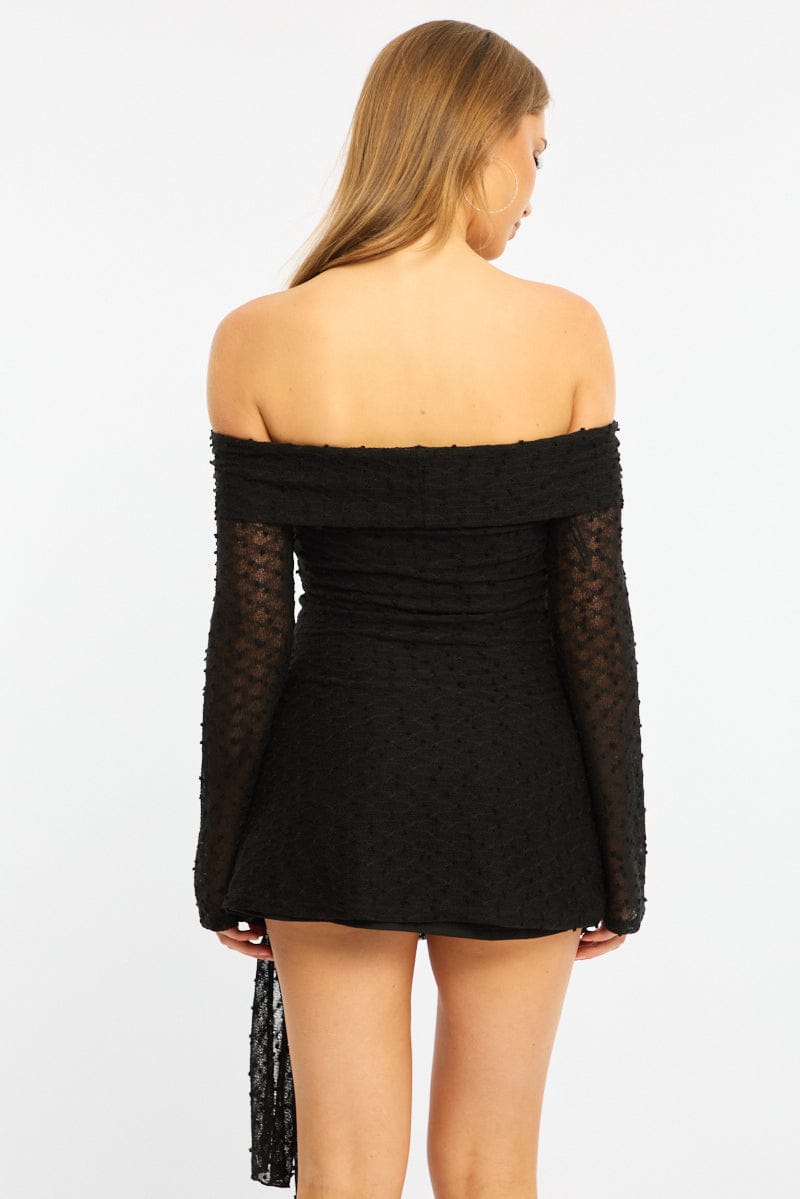 Black Off Shoulder Dress Long Sleeve