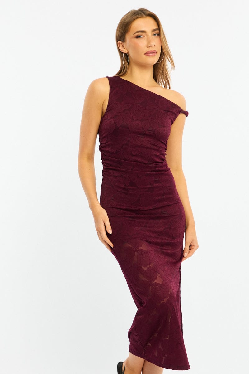 Red Off Shoulder Midi Dress for Ally Fashion