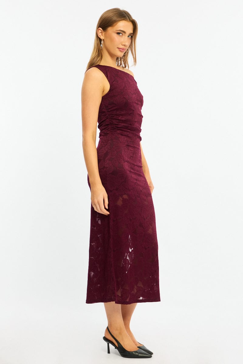 Red Off Shoulder Midi Dress for Ally Fashion