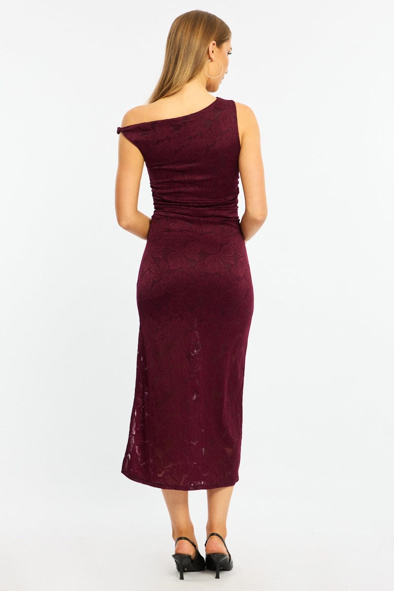 Red Off Shoulder Midi Dress for Ally Fashion
