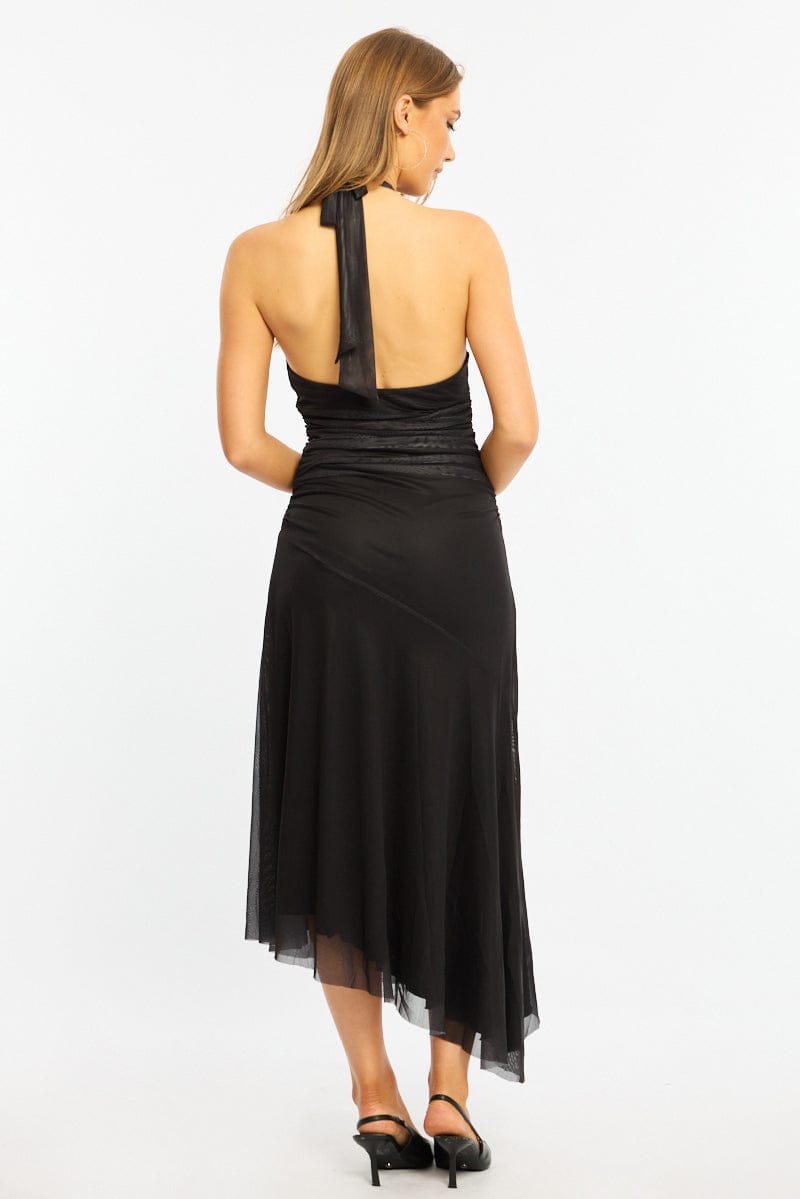 Blue Floral Halter Neck Midi Dress for Ally Fashion