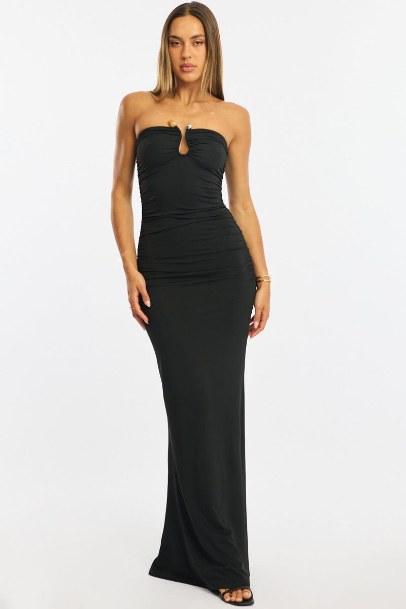 Black Strapless Maxi Dress for Ally Fashion