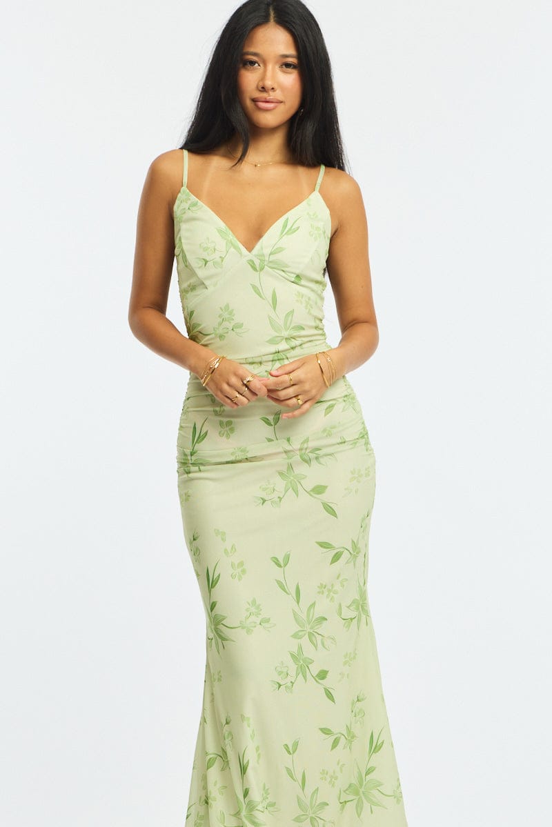 Green Floral Maxi Dress | Ally Fashion Green Floral Maxi Dress | Ally Fashion