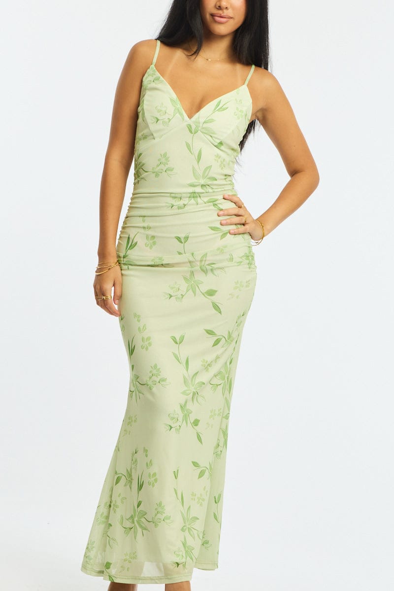 Green Floral Maxi Dress