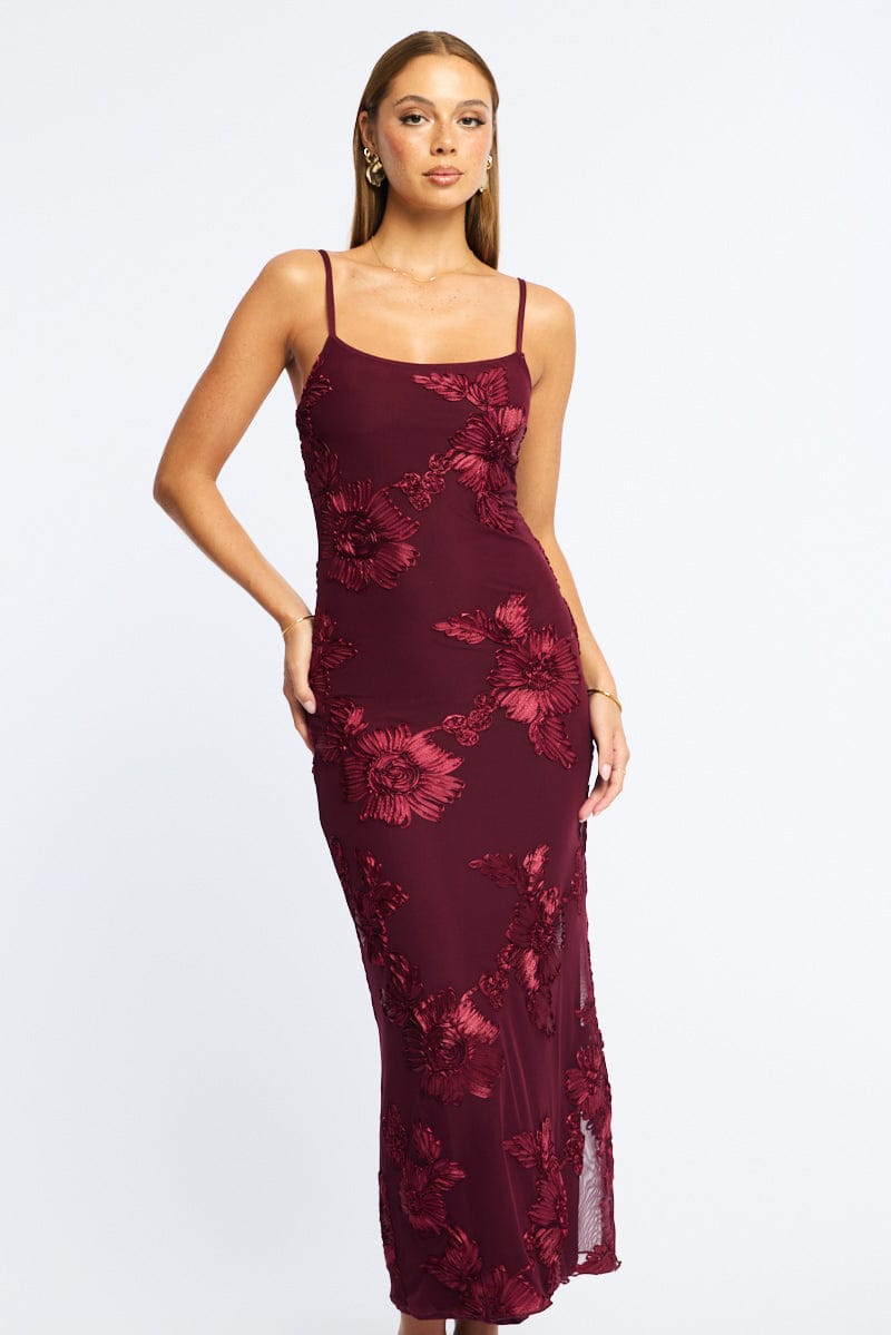 Red Bodycon Dress Embroidered Mesh | Ally Fashion Red Bodycon Dress Embroidered Mesh | Ally Fashion