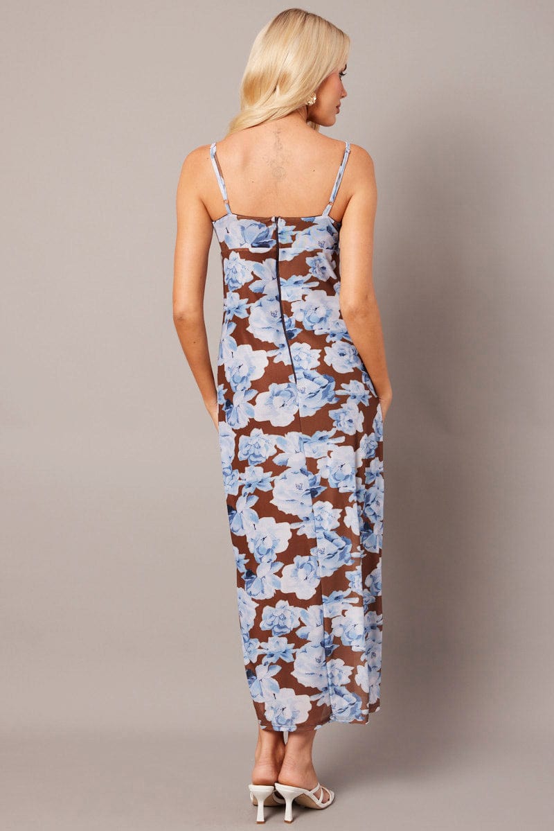 Multi Floral Bodycon Dress Singlet Midi for Ally Fashion