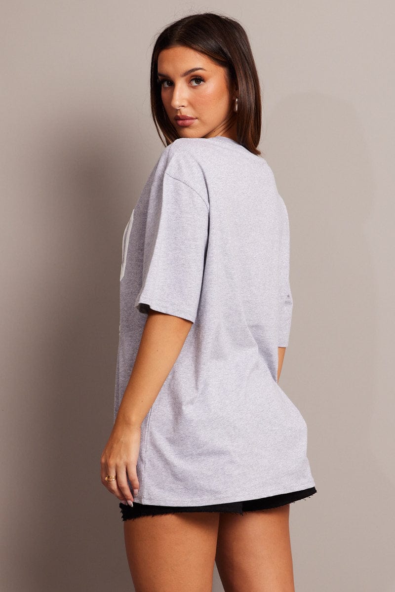 Grey Graphic Tee Short Sleeve for Ally Fashion