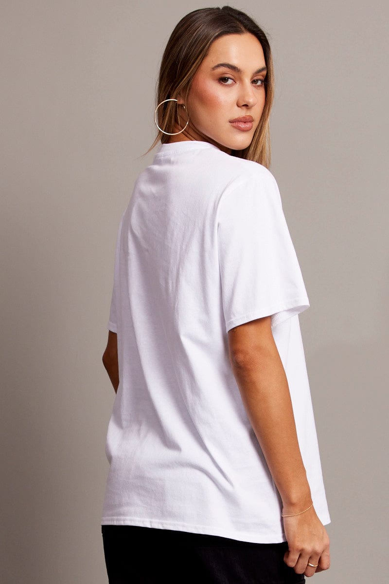 White Graphic Tee Short Sleeve for Ally Fashion