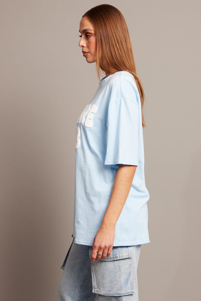 Blue Graphic Tee Short Sleeve | Ally Fashion