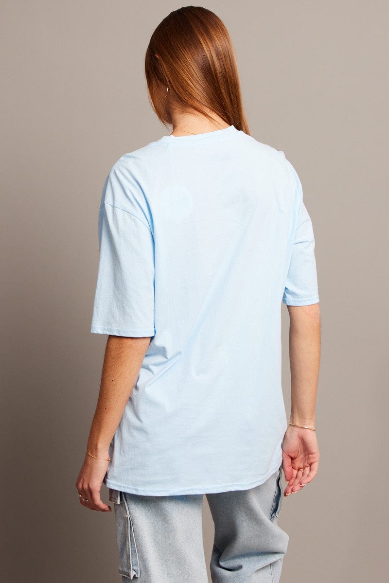 Blue Graphic Tee Short Sleeve for Ally Fashion