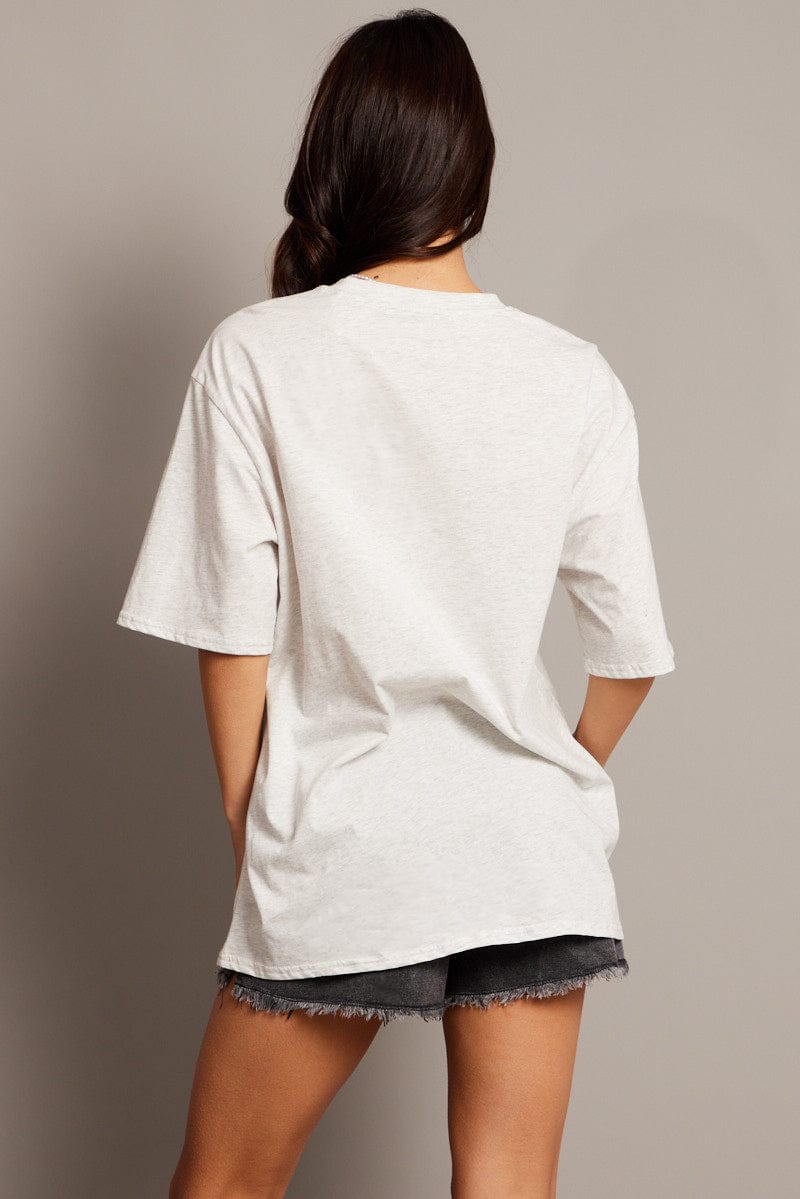 Grey Graphic Tee Short Sleeve for Ally Fashion