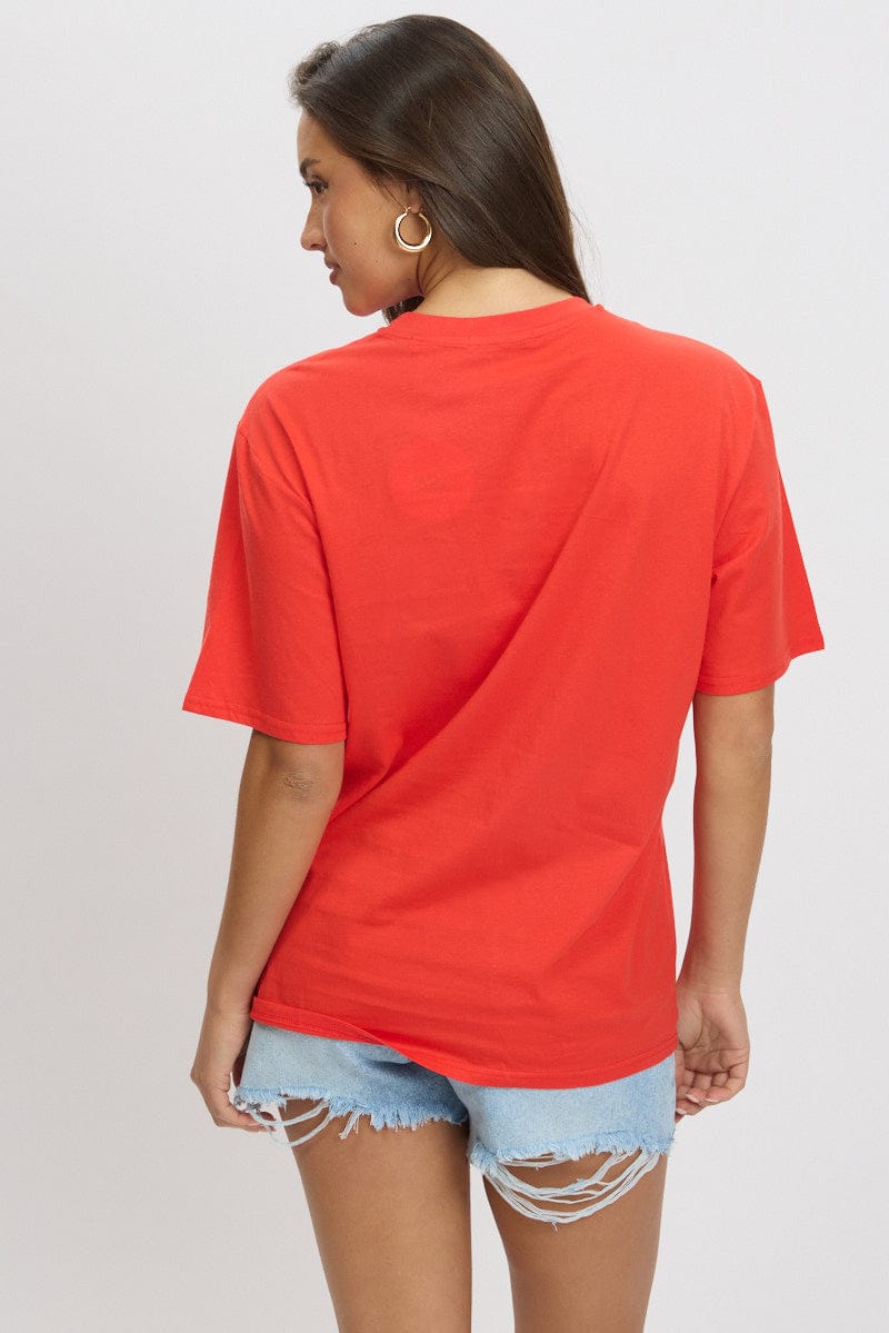 Red Graphic Tee Short Sleeve for Ally Fashion