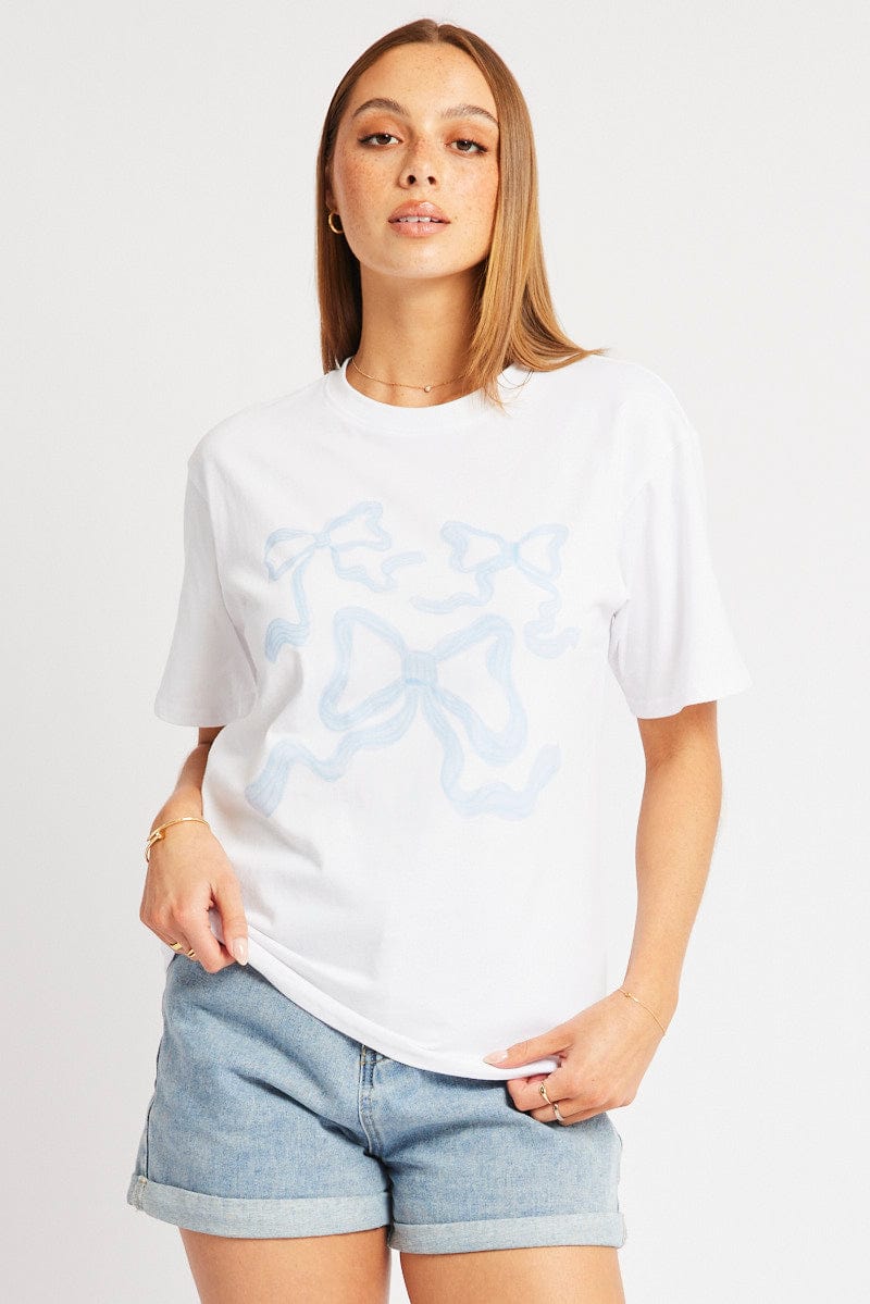 Blue Graphic Tee Short Sleeve for Ally Fashion