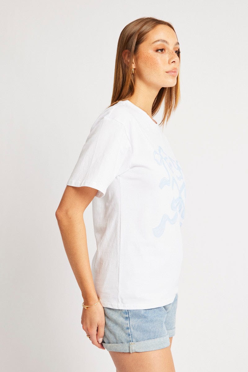 Blue Graphic Tee Short Sleeve for Ally Fashion