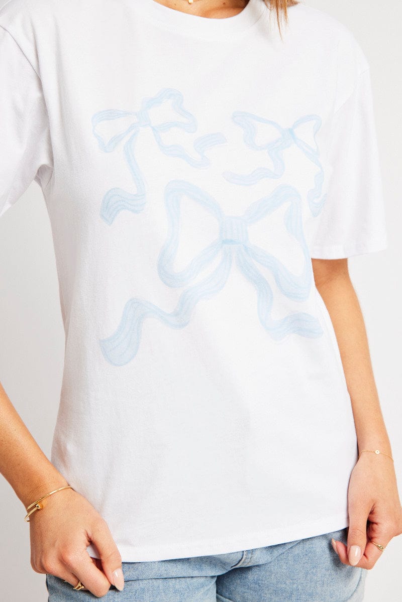 Blue Graphic Tee Short Sleeve for Ally Fashion