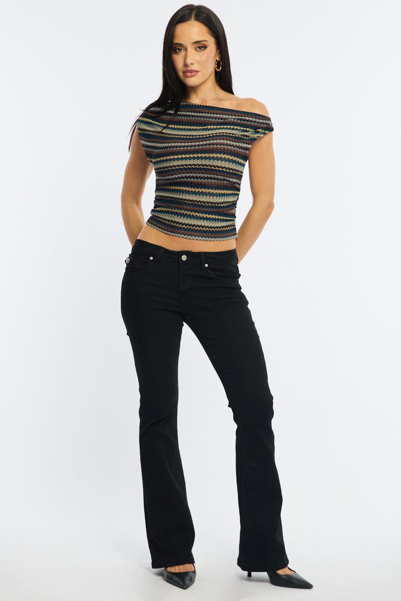 Grey Stripe Asymmetric Top Sleeveless One Shoulder Textured for Ally Fashion