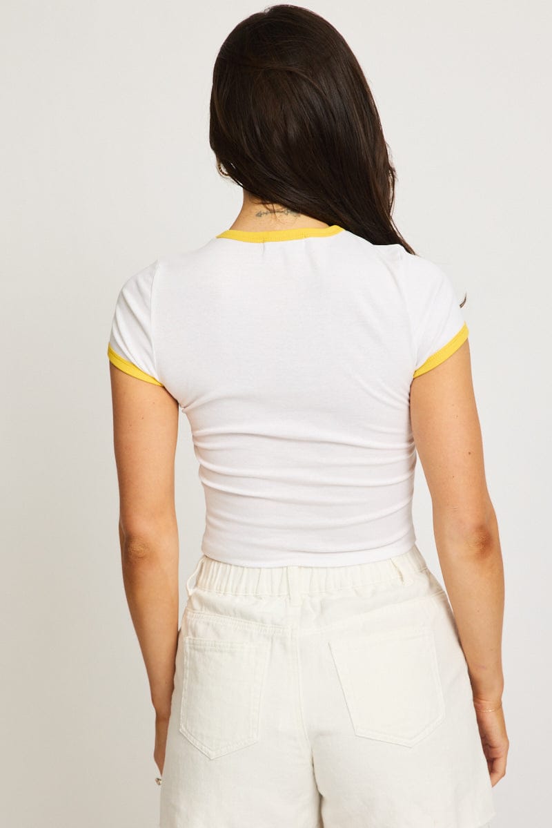 White Graphic Tee Short Sleeve for Ally Fashion
