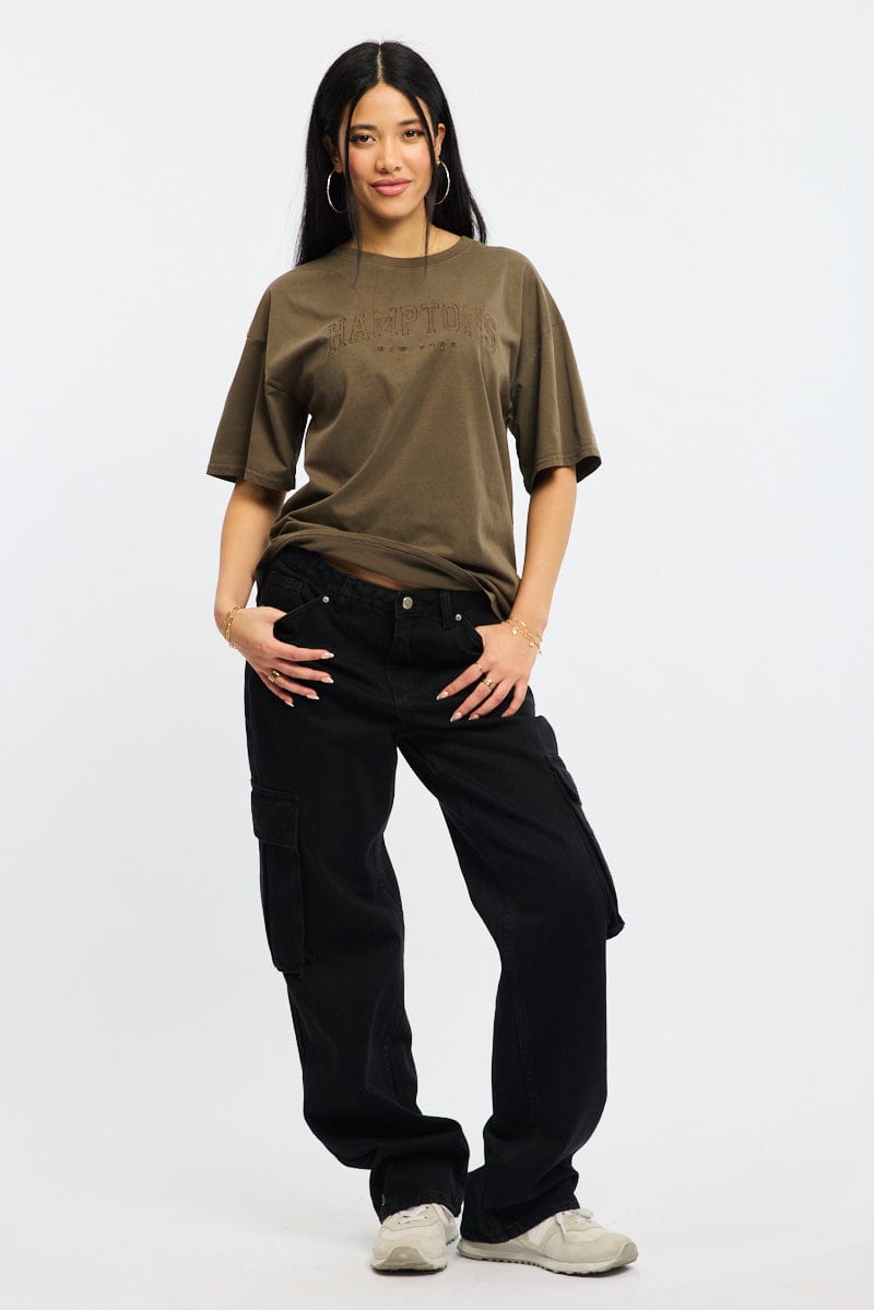 Brown Graphic Tee Short Sleeve for Ally Fashion