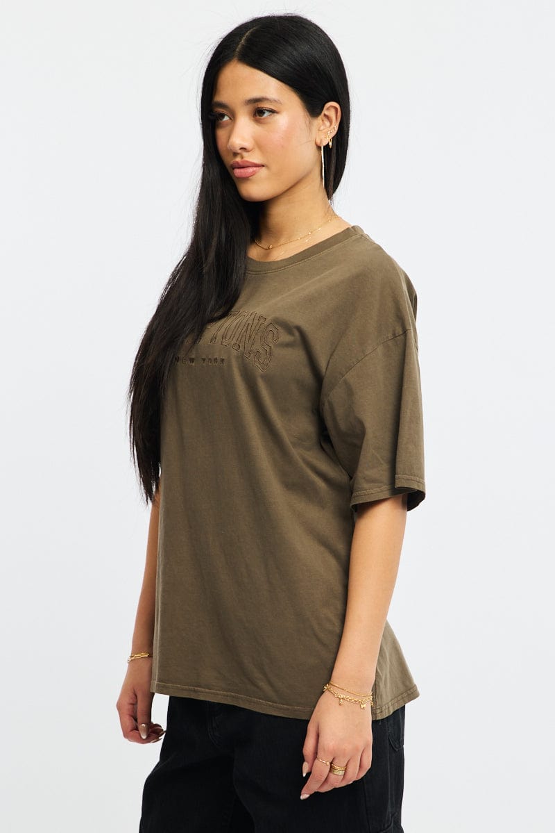 Brown Graphic Tee Short Sleeve for Ally Fashion