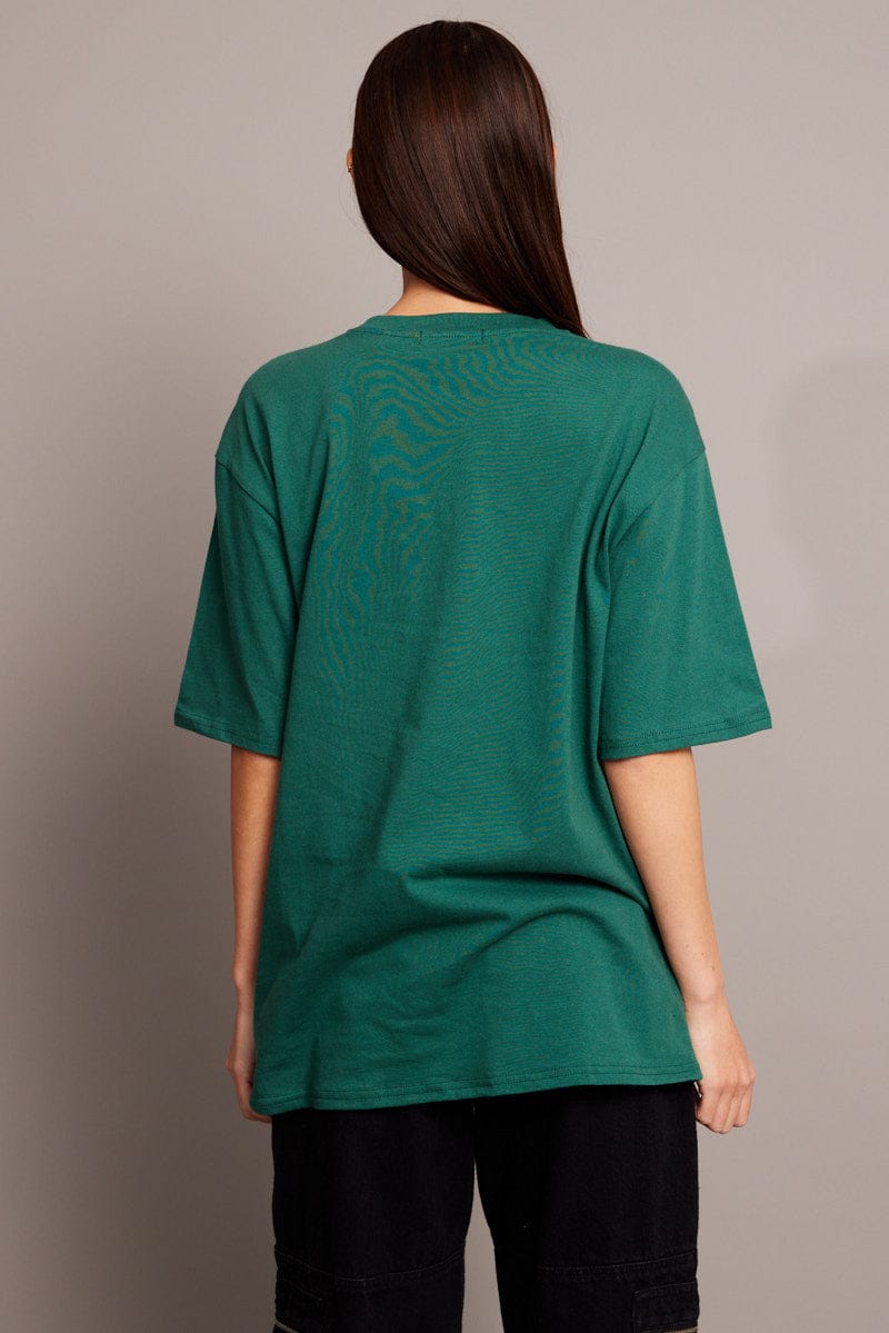 Green Graphic Tee Short Sleeve for Ally Fashion