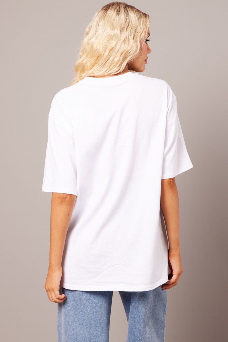 White Graphic Tee Short Sleeve for Ally Fashion