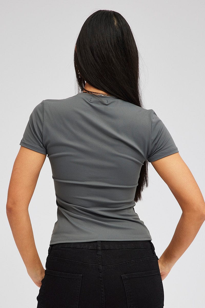 Grey Supersoft Top Short Sleeve for Ally Fashion