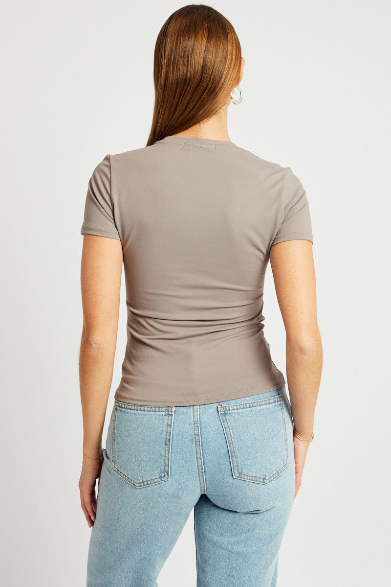 Brown Supersoft Top Short Sleeve for Ally Fashion