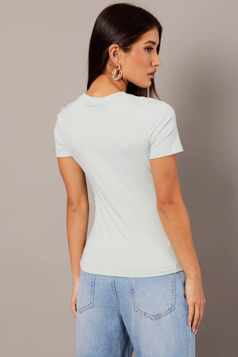 Green Supersoft Top Short Sleeve Round Neck for Ally Fashion