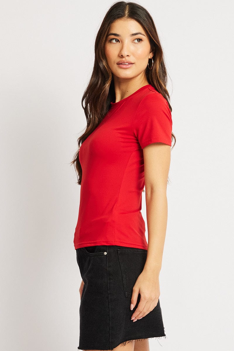 Red Supersoft Top Short Sleeve for Ally Fashion