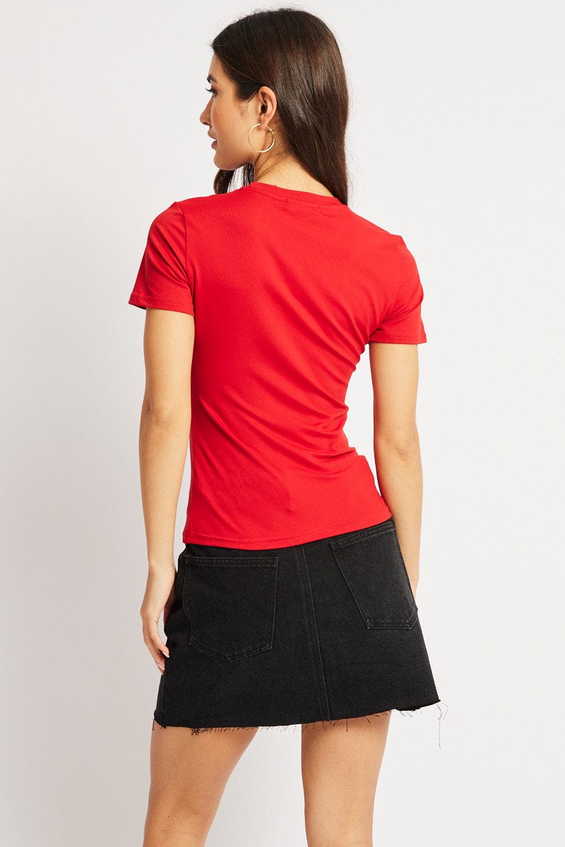 Red Supersoft Top Short Sleeve for Ally Fashion