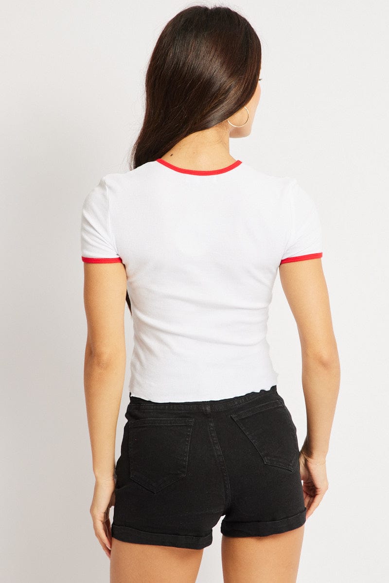 White Graphic Tee Short Sleeve for Ally Fashion