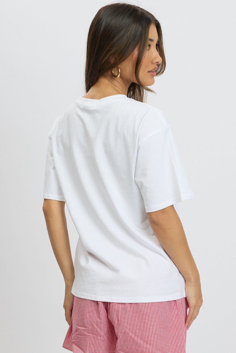 White Graphic Tee Short Sleeve for Ally Fashion