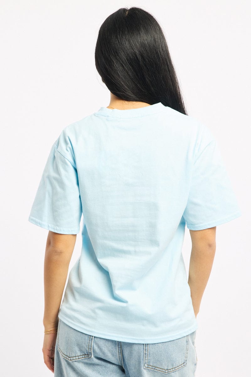 Blue Graphic Tee Short Sleeve for Ally Fashion