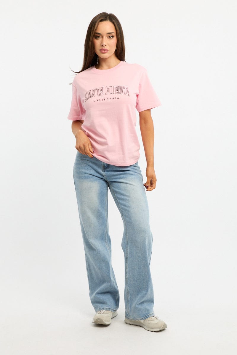 Pink Graphic Tee Short Sleeve for Ally Fashion