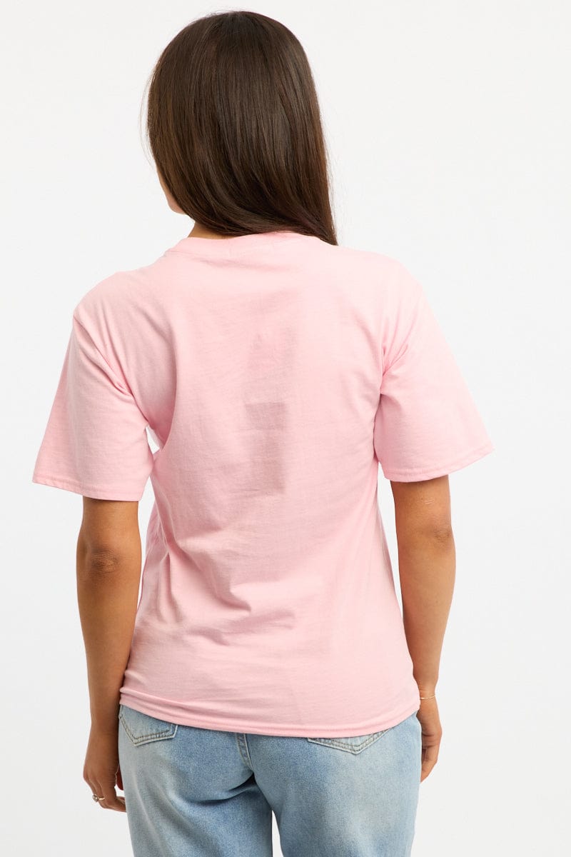 Pink Graphic Tee Short Sleeve for Ally Fashion
