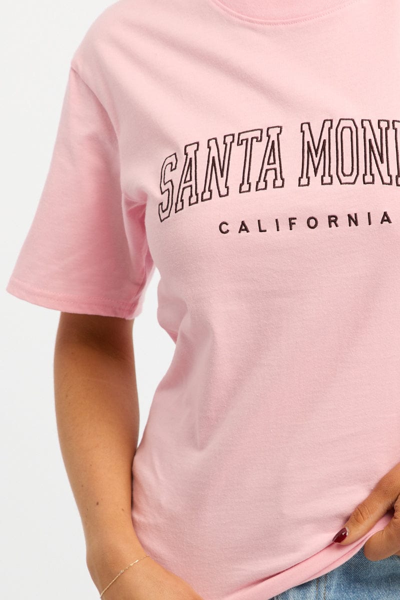 Pink Graphic Tee Short Sleeve for Ally Fashion