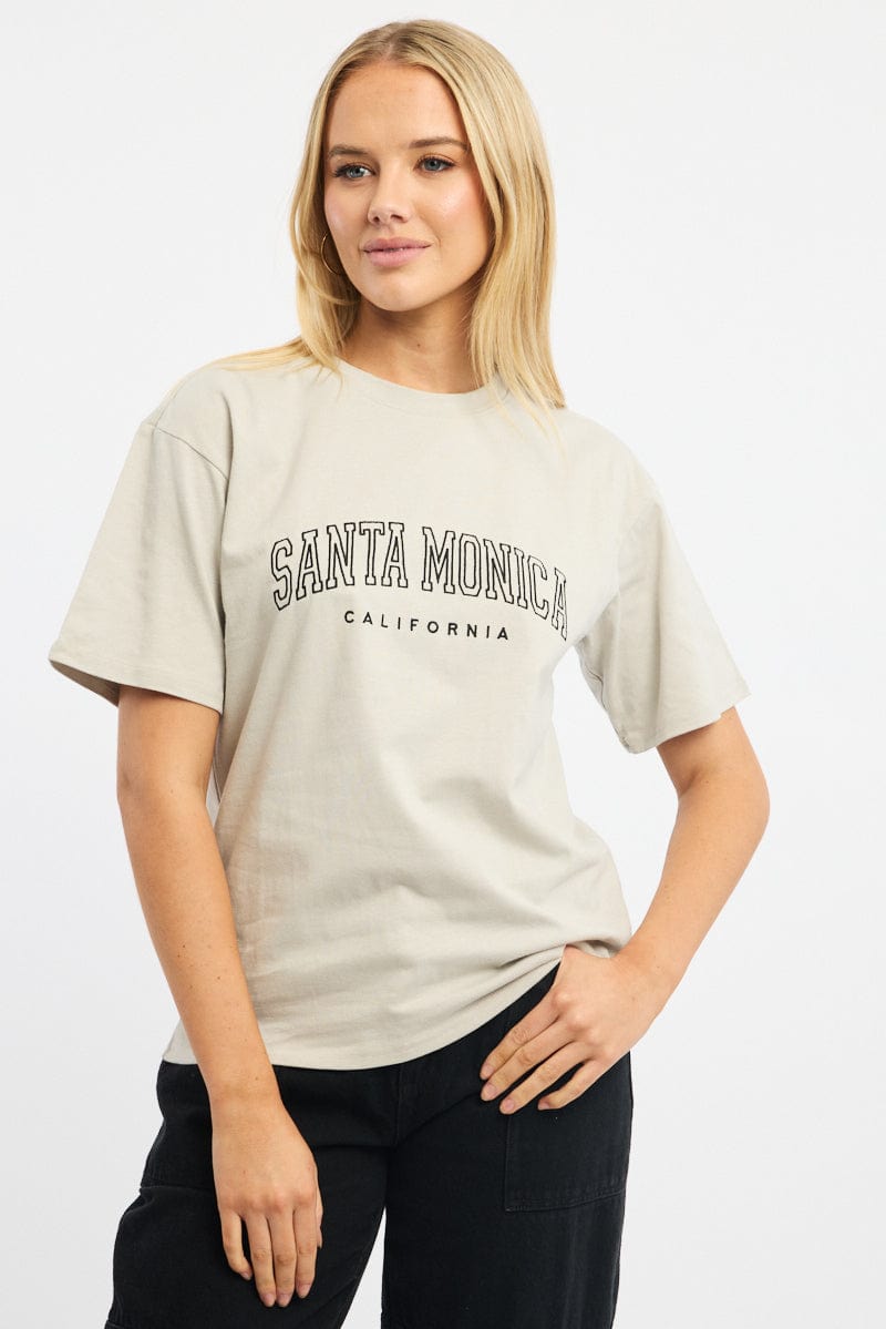 Grey Graphic Tee Short Sleeve for Ally Fashion
