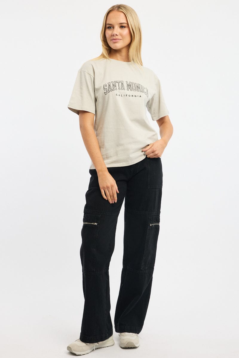 Grey Graphic Tee Short Sleeve for Ally Fashion