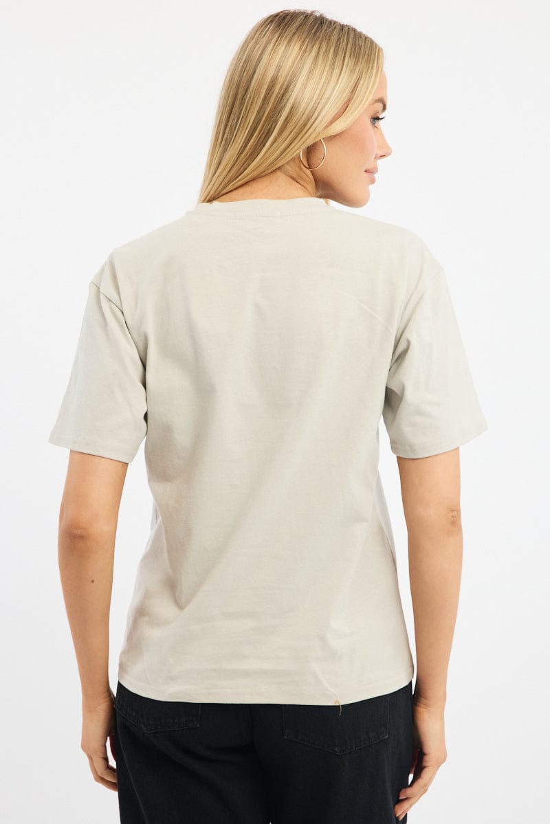 Grey Graphic Tee Short Sleeve for Ally Fashion
