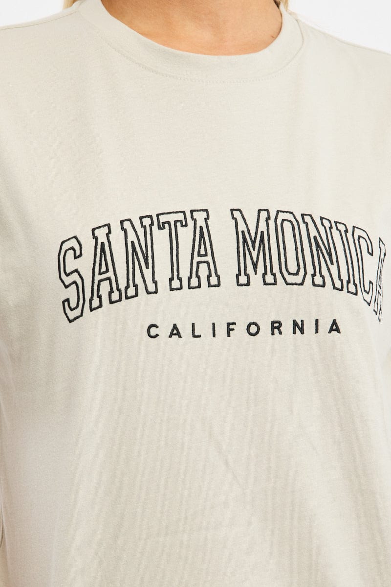 Grey Graphic Tee Short Sleeve for Ally Fashion
