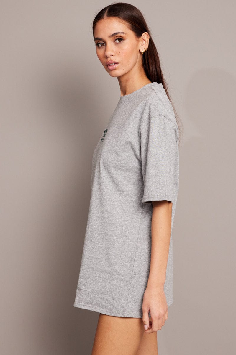 Grey Graphic Tee Short Sleeve for Ally Fashion