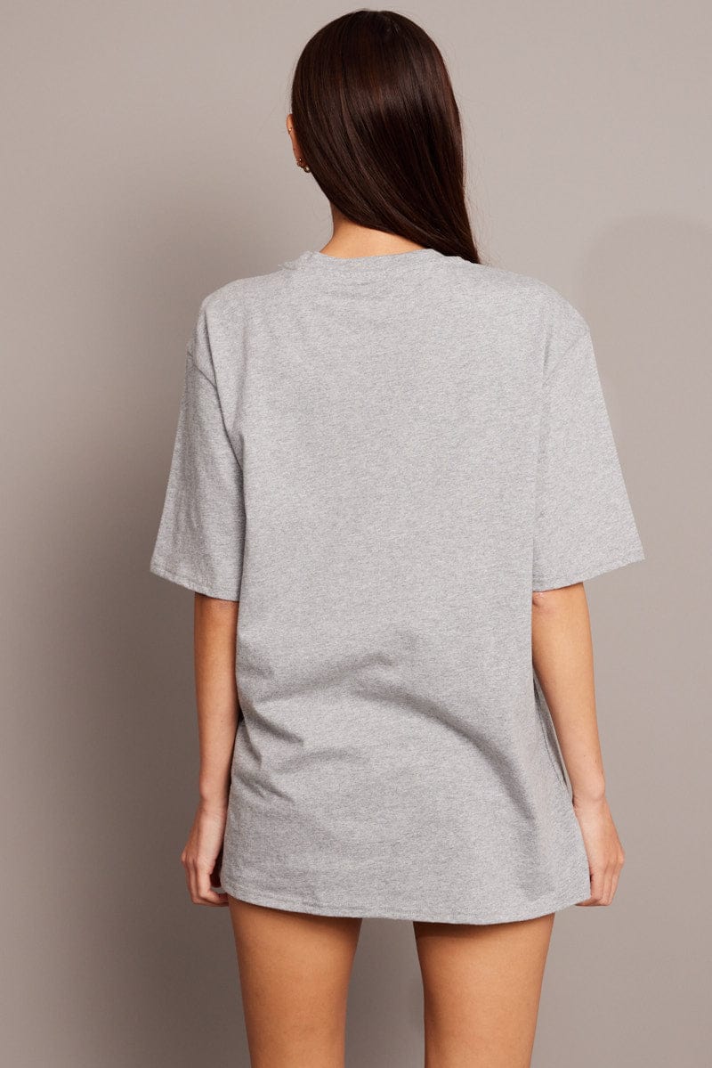 Grey Graphic Tee Short Sleeve for Ally Fashion