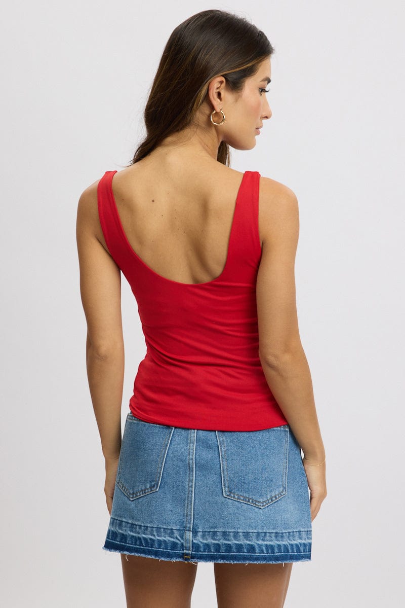 Red Supersoft Top Sleeveless for Ally Fashion