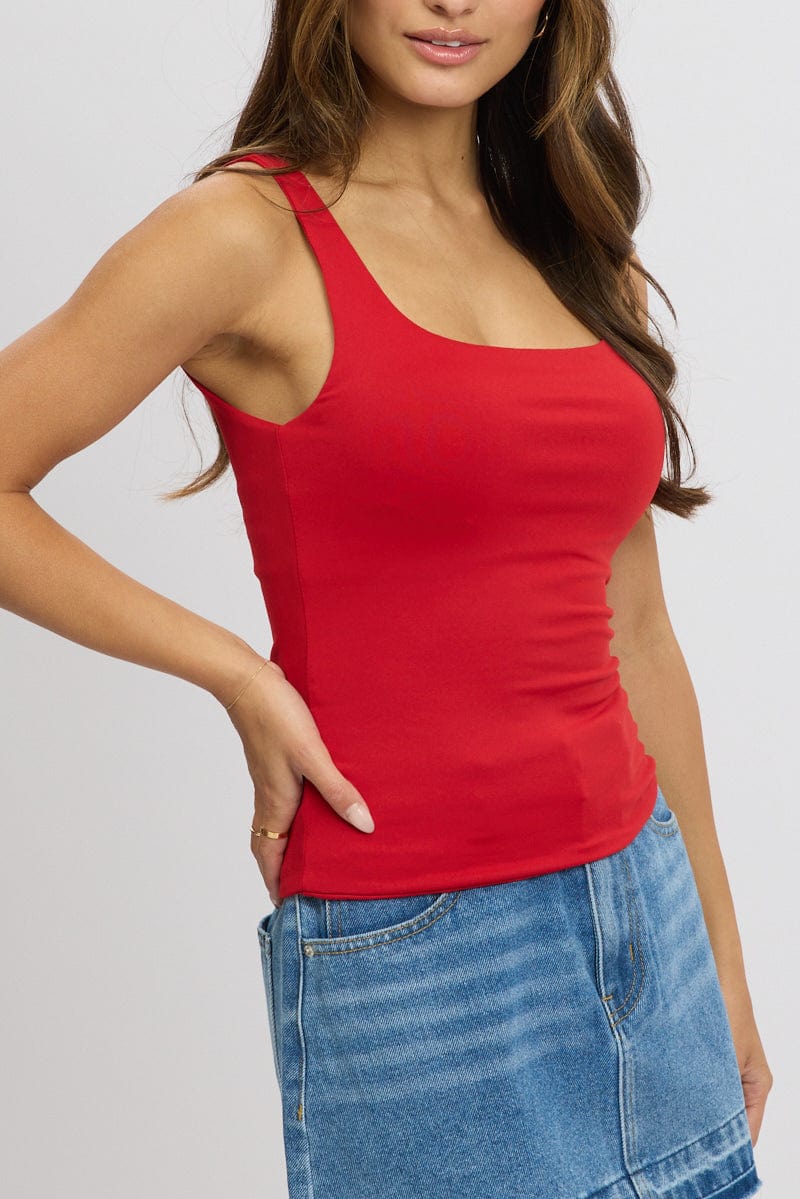 Red Supersoft Top Sleeveless for Ally Fashion