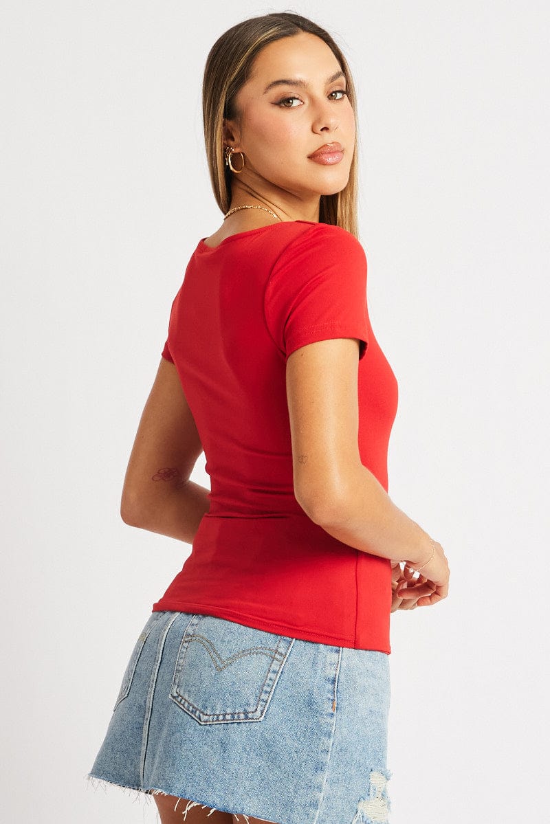 Red Supersoft Top Short Sleeve for Ally Fashion