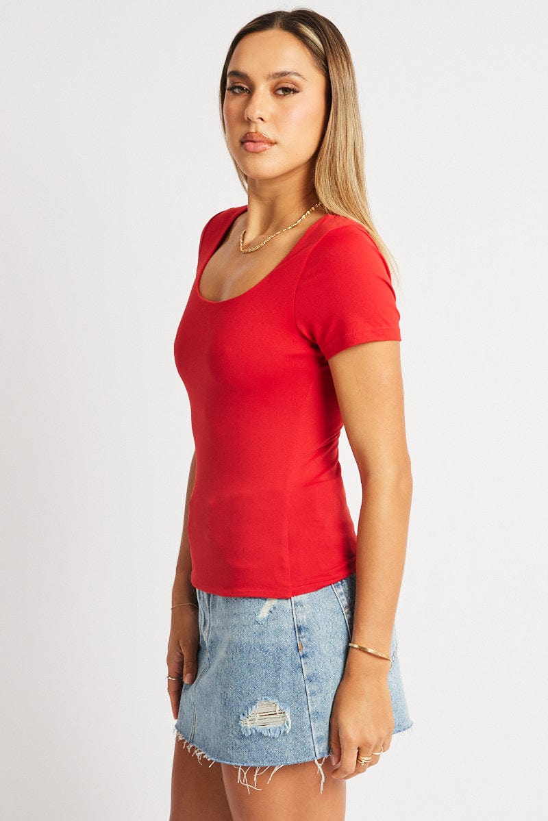 Red Supersoft Top Short Sleeve for Ally Fashion