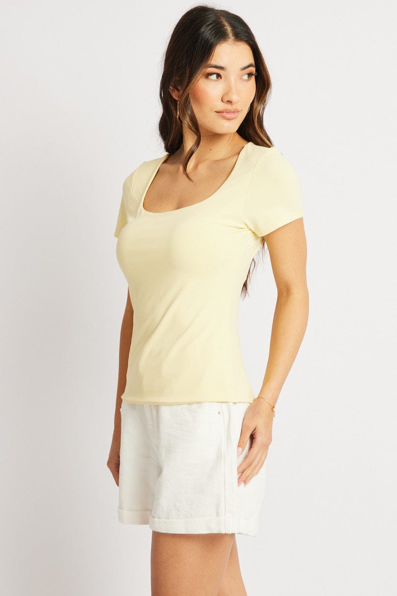 Yellow Supersoft Top Short Sleeve for Ally Fashion